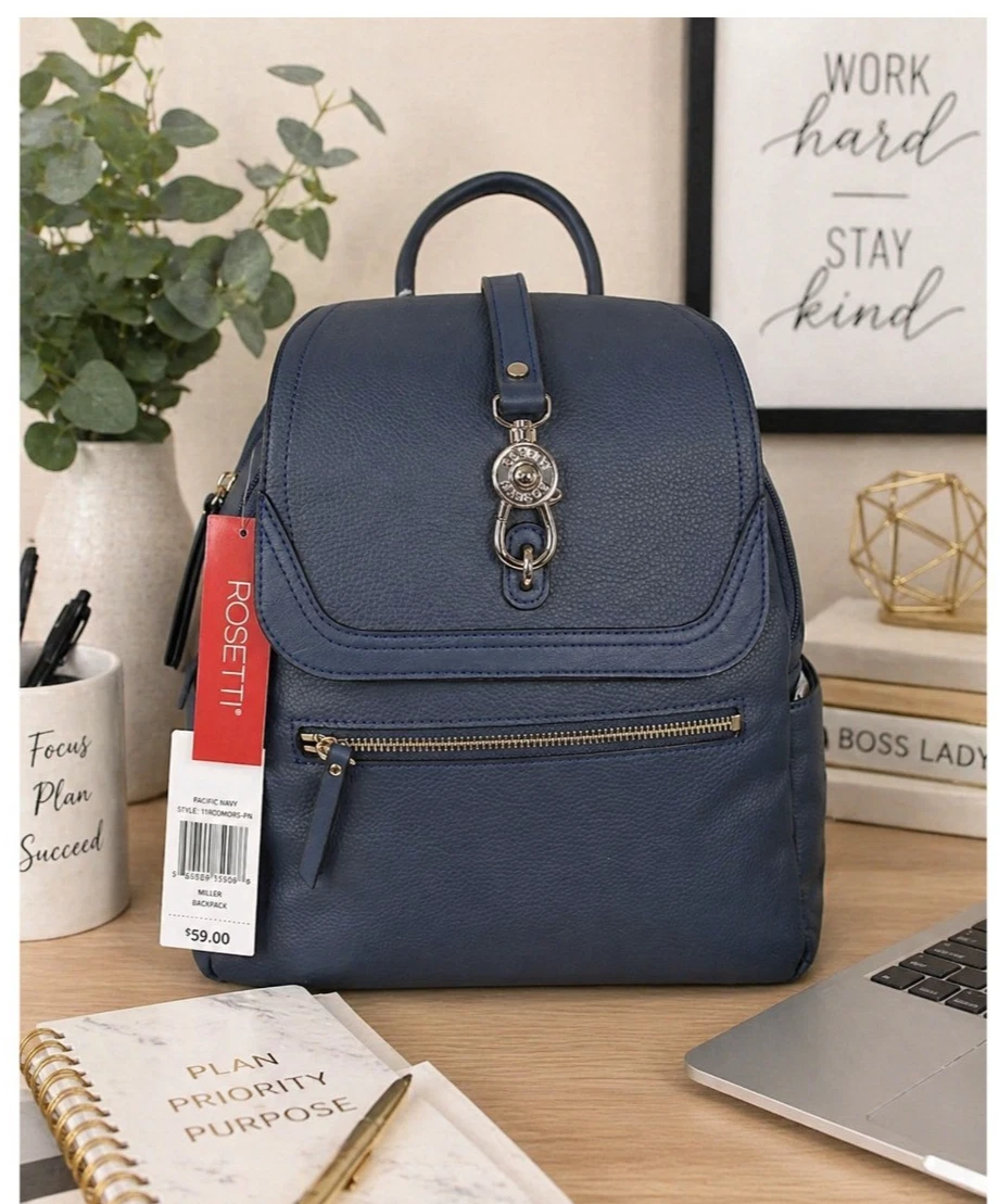 Rosetti Miller Backpack Pacific Navy Blue Pebbled Faux Leather NWT Rosetti Leather Backpacks for Women | Mercari main image 4