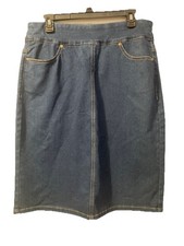 Ladies 10 Petite Denim Skirt, Midi Length Christopher Banks Stretch Modest