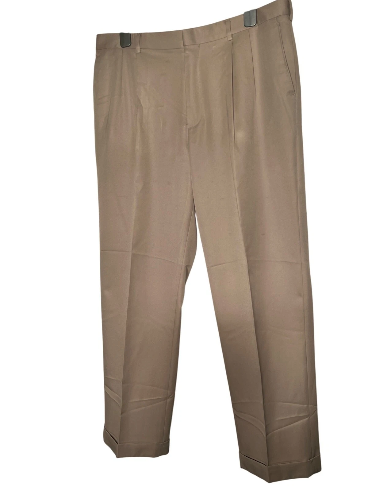 Perry Ellis Portfolio Pleated Dress Pants Khaki Beige Classic Fit Size 36x32