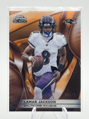 2025 Topps Chrome Black - Lamar Jackson #9 - Orange 9/25 - Baltimore Ravens