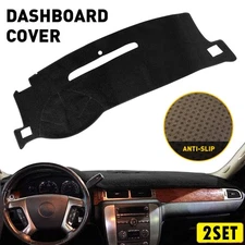 2Set Black Pad Dashboard Dash Mat Cover 2007-2014 For Chevy Tahoe/Suburban/Avala