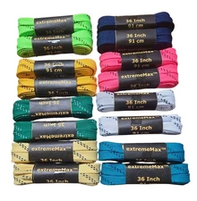 2 Pair- Retro Hockey Skate Laces extremeMAX flat 10mm wide tube style * NEW * 