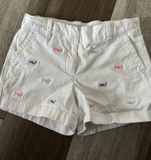Vineyard Vines Kids Whale Embroidered White Shorts Size 8 Adjustable Waist