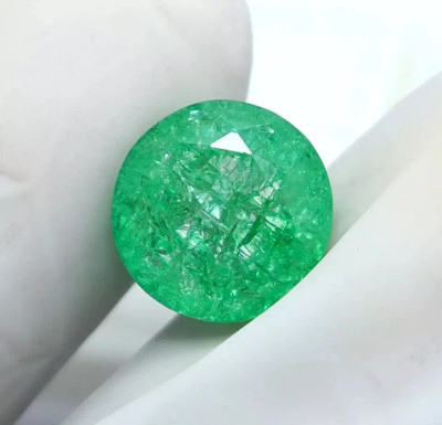 10.30 Ct Natural Certified Colombian Green Emerald Round Cut Loose Gemstone A+