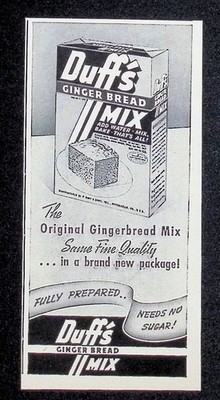 Duff's Ginger Bread Mix, Cooking Baking Culinary Household 1942 Print Ad 