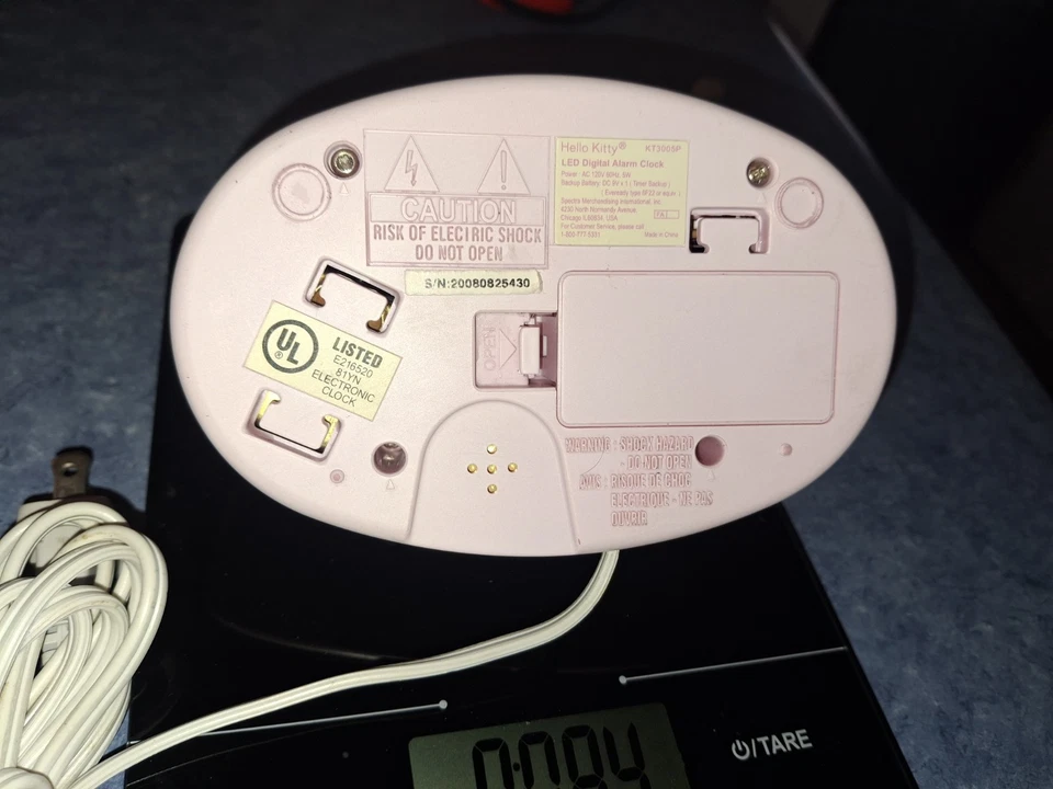 Sanrio HELLO KITTY KT3005P Pink & Purple Oval 2008 LED Digital Alarm Clock Works - Image 4 of 4