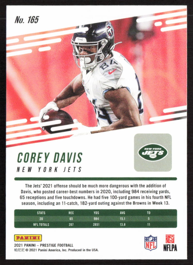 2021 Panini Prestige Xtra Points Galaxy Corey Davis #165 New York