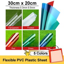 Flexible PVC Plastic Sheet 30cmx20cm Thin 0.3/0.5mm With Film 5 Colors Model DIY