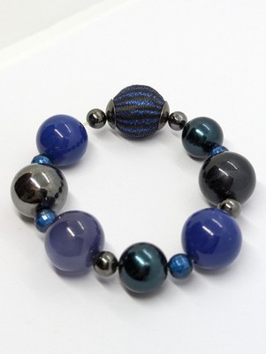 Grobes blaues Perlenarmband, großes Perlenarmband