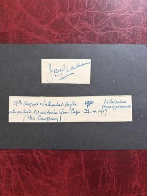 Oberstleutnant Sir John Reginald Graham, 3rd Baronet, VC, OBE WW1 Autogramm