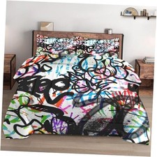 Size Comforter Set with 2 Pillowcases, Abstract 3 Pcs Bedding for King Graffiti