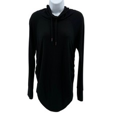 Isabel Maternity Hooded Sweatshirt Womens S Black Long Sleeve Cowl Neck Pullover