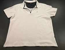 DKNY Mens Polo Shirt M 1/4 Zip Short Sleeve Pullover Regular Fit White