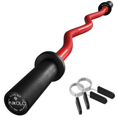 Mikolo EZ Curl Bar, 2 Inch Olympic Curl Bar for Biceps and Triceps, 47  Cu