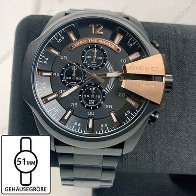 Diesel DZ4309 Groß Mega Chief Schwarz Chronograph Rostfreier Stahl Herrenuhr