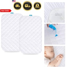 Waterproof Bassinet Mattress Pad Cover 2 Pack Breathable Soft Baby Sleep