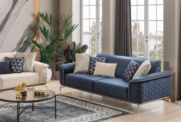 Dreisitzer Sofa 3 Sitzer Luxus Sofas Wohnzimmer Modern Stoff Design Textil Stoff-image