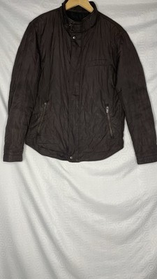 Men's Massimo Dutti Quilted Jacket Brown Large Pockets