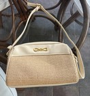 Etienne Aigner Handbag Purse Straw Woven Beige Strap Zipper Compartments Purse