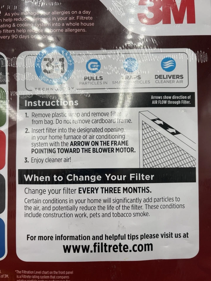 2 Pack Filtrete Filter 3M Micro Allergen Defense Replacement 20x2x1 Air FILTERS - Image 4 of 4