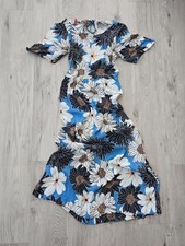 FARM Rio | blue floral print boho ruffled flowy maxi dress | WMS S (petite)