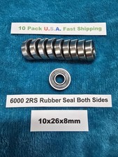 6000-2RS C3 EMQ Premium Rubber Sealed Ball Bearing, 10x26x8, 6000RS 10 QTY