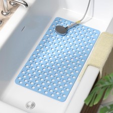 HITSLAM Bathtub Mat Non Slip, 28 x 15 Inch TPE Bath Mat for Tub, Efficient Drain