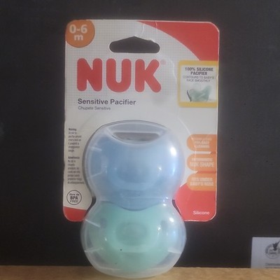 NUK Sensitive Pacifier 0-6 Months Blue & Green Orthodontic Silicone 2 Pack