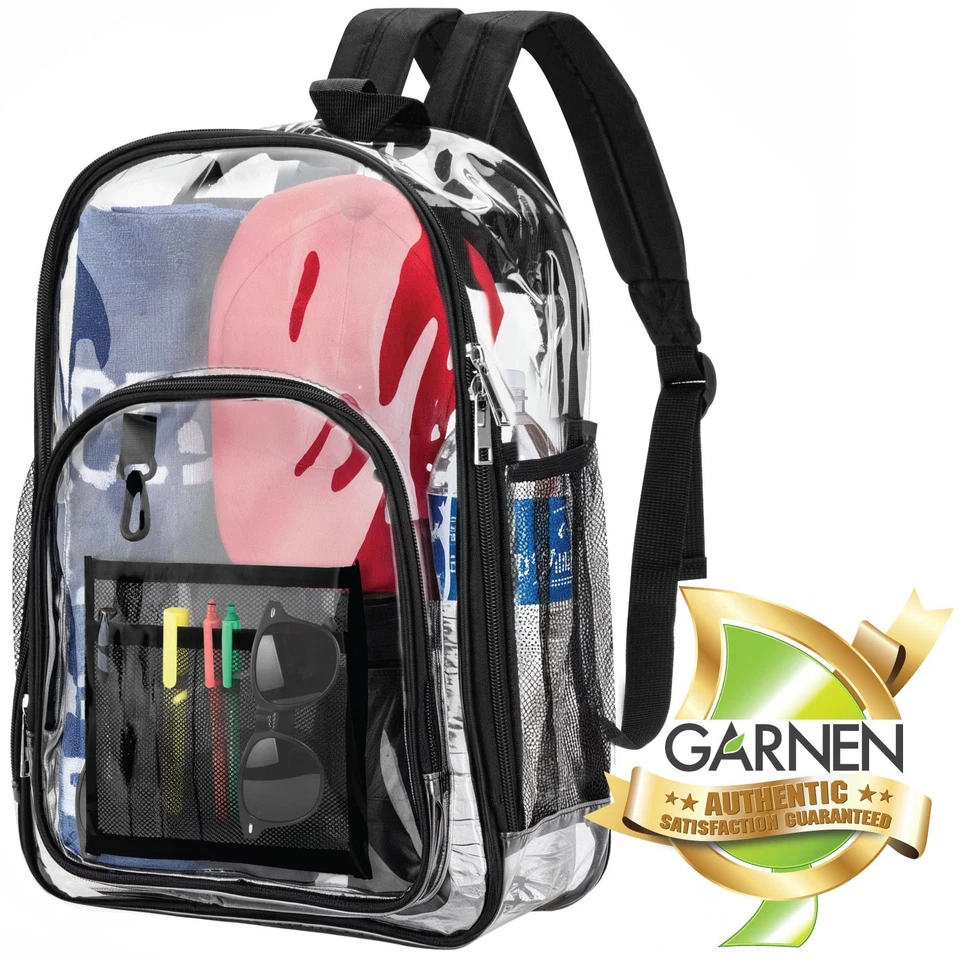 Mochila Transparente Garnen 17" para Estadio Eventos Escuela Trabajo Bolso Transparente