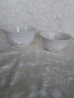 Vintage McCoy Nesting Bowls Pottery #2106/2107 Embossed Goose USA White/Blue EUC