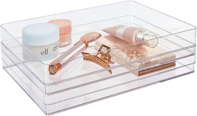STORi SimpleSort 2-teiliges stapelbares transparentes Schubladen-Organizer-Set