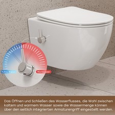 Dusch WC mit Integrierter Düse,Hänge WC mit Bidet Funktion WC Dusche mit Armatur
