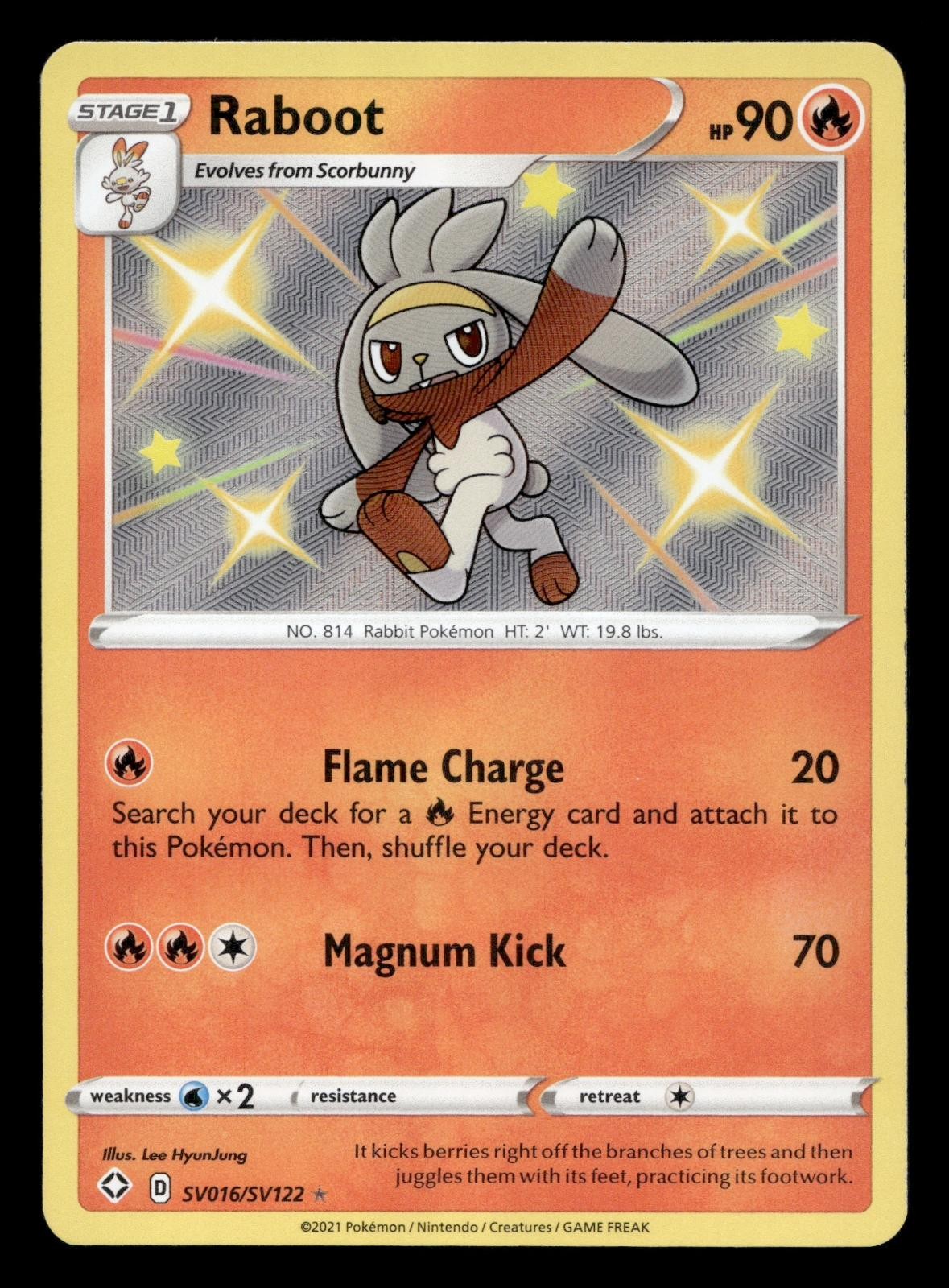 Raboot SV016/SV122 Shining Fates Shiny Vault Pokemon Holo NM