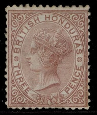 BRITISH HONDURAS QV SG7, 3d red-brown, M MINT. Cat £180. PERF 12½