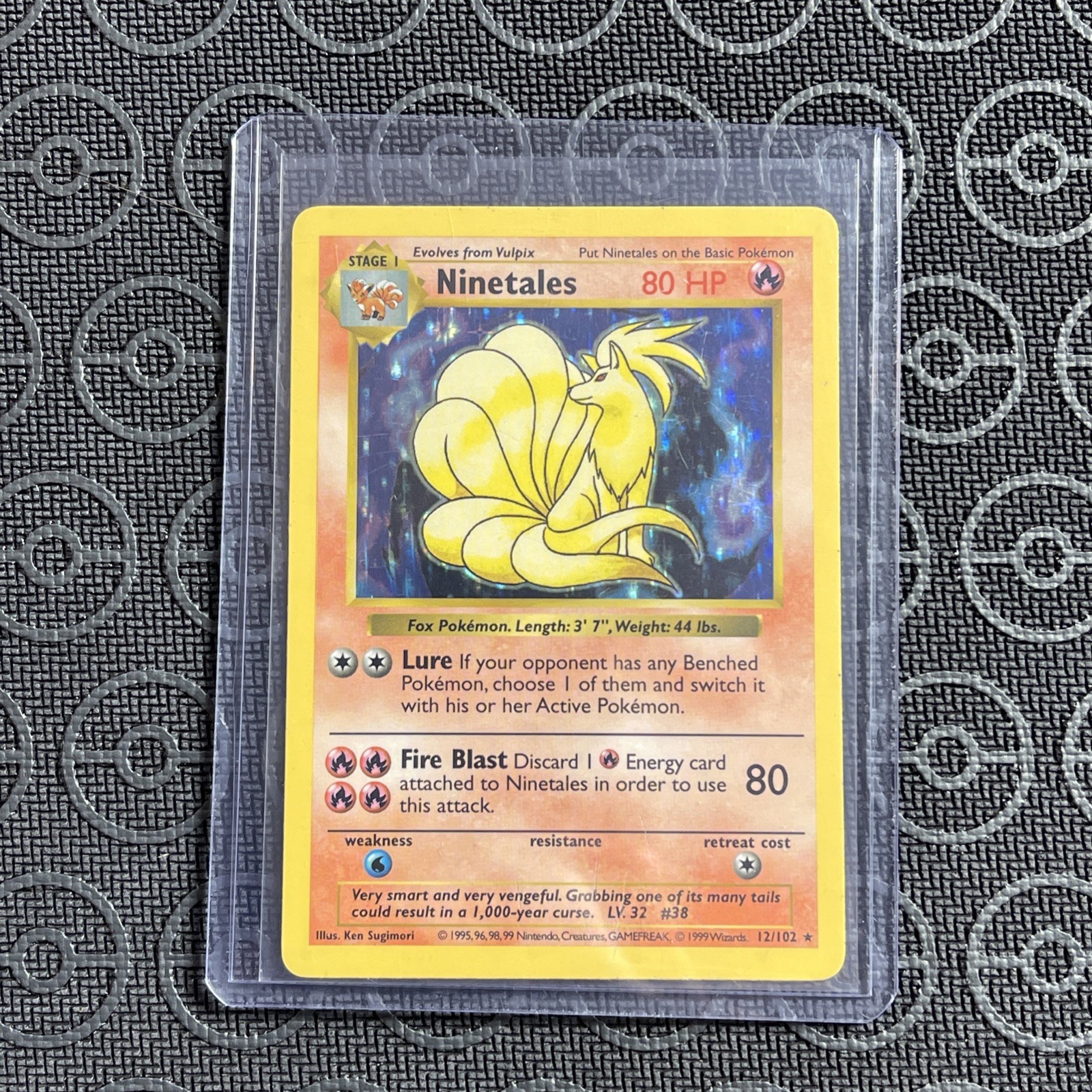 Pokemon BLACK FLAME Ninetales Base Set 12/102 Holo Rare Shadowless Vulpix 68/102