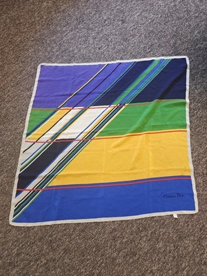 Vintage Christian Dior Silk Scarf 1980 Geometric Hand Rolled Made in France Mint