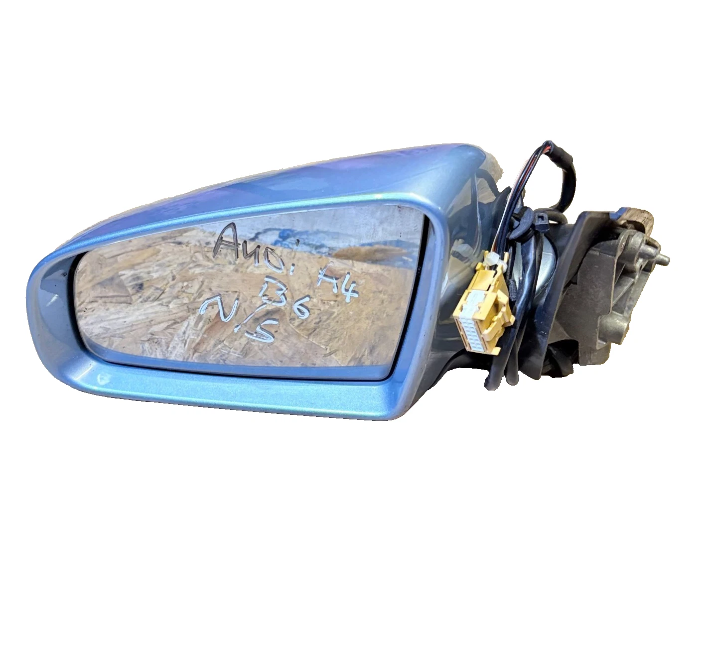 Exact Audi A4 B6 blue front left passenger electric wing mirror for sale