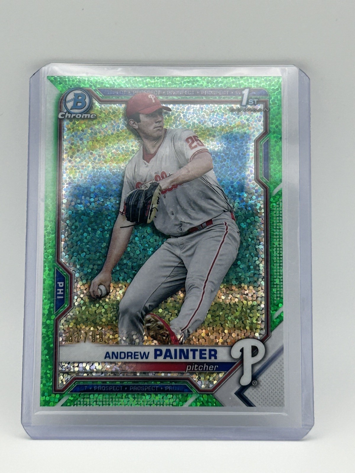 2021 Bowman Draft - Chrome Andrew Painter #BDC-10 Green Sparkle Refractor /99 