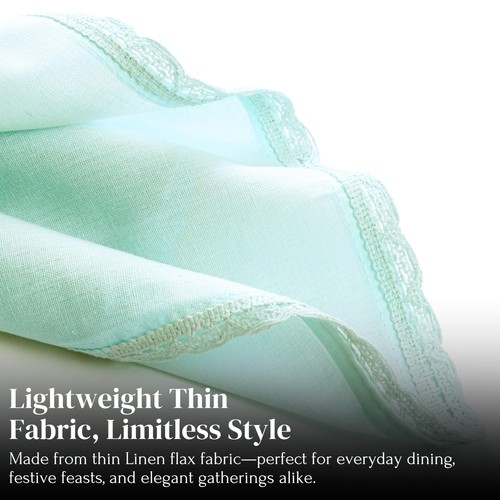 Linen Flax Cloth Napkins Set of 4 Baby Blue, 18x18 Inch | Easter Premium Cott... - Picture 4 of 6