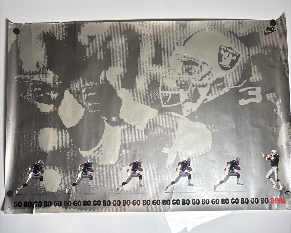 Vintage Bo Jackson Oakland Raiders βGo BOβ Poster Nike Rare NFL 24x36 - Image 1 of 4