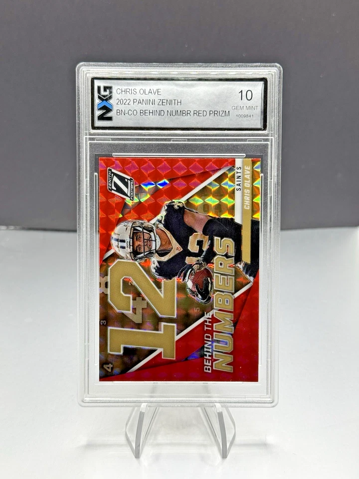 2022 Zenith #BN-OC Chris Olave Behind The Numbers Red Prizm NXG 10 Gem Mint RC - Image 2 of 4