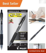 G2 Retractable Fine Point Gel Ink Pens - Black Ink Dozen Box for Smooth Writing