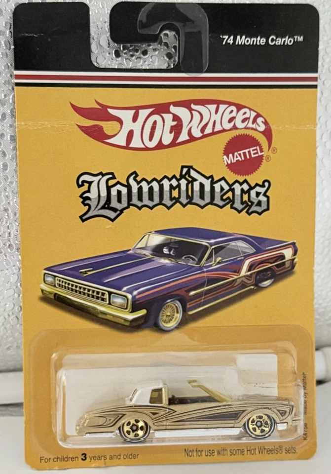 Hot Wheels Lowriders '74 蒙特卡罗黄金压铸稀有收藏品 2006 — 第 2/4 张图片
