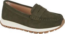 Jo & Joe Ladies Genuine Suede Loafers Slip-on Shoes with a Cushioned Chunky Sole