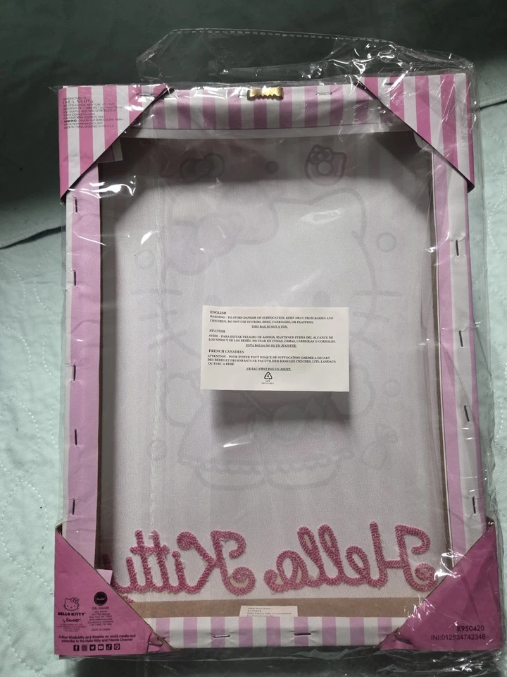 Arte de pared Hello Kitty rosa lienzo rayas decoración niña Foto 2 de 4