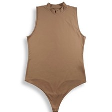 Abercrombie Fitch Soft A F Collection Mock Neck Bodysuit Tan Brown XL 139F0108