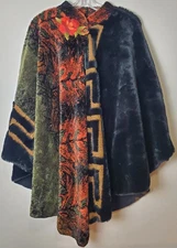 Vintage Lee Andersen Floral Boho Cape Poncho Shawl Festival Asymmetric