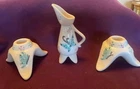HULL POTTERY B22 BUTTERFLY PAIR OF CANDLE HOLDERS AND PITCHER - MID 1950's