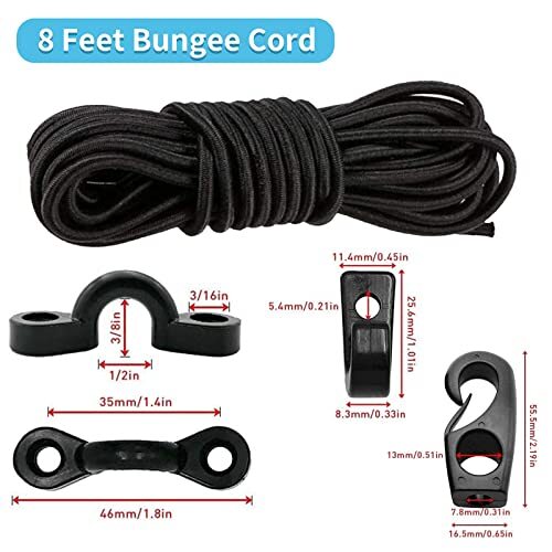 Kayak Deck Rigging Kit 8 Feet Bungee Cord With Bungee Cord Ends Hooks And Tie