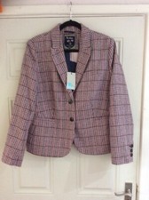 New Boden Tweed By Moon Lagenlook Pink Lined Wool Blazer Jacket - Size 18r Bnwt